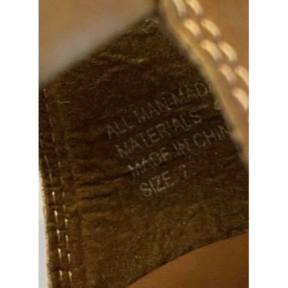 Charming Charlie Women's 7 Brown Faux Leather Wedge Sandals Heels - Picture 7 of 8